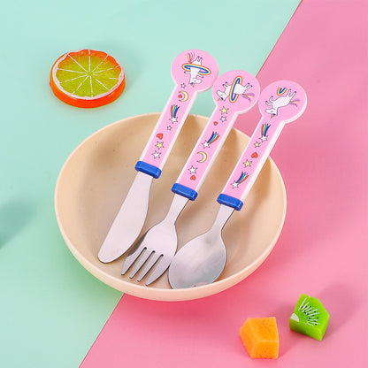 Unicorn Kids 6 Piece Reusable Dinner Set - Plate/Bowl/Cup/Knife/Fork/Spoon - Childrens Dinnerware Tableware Cutlery Set
