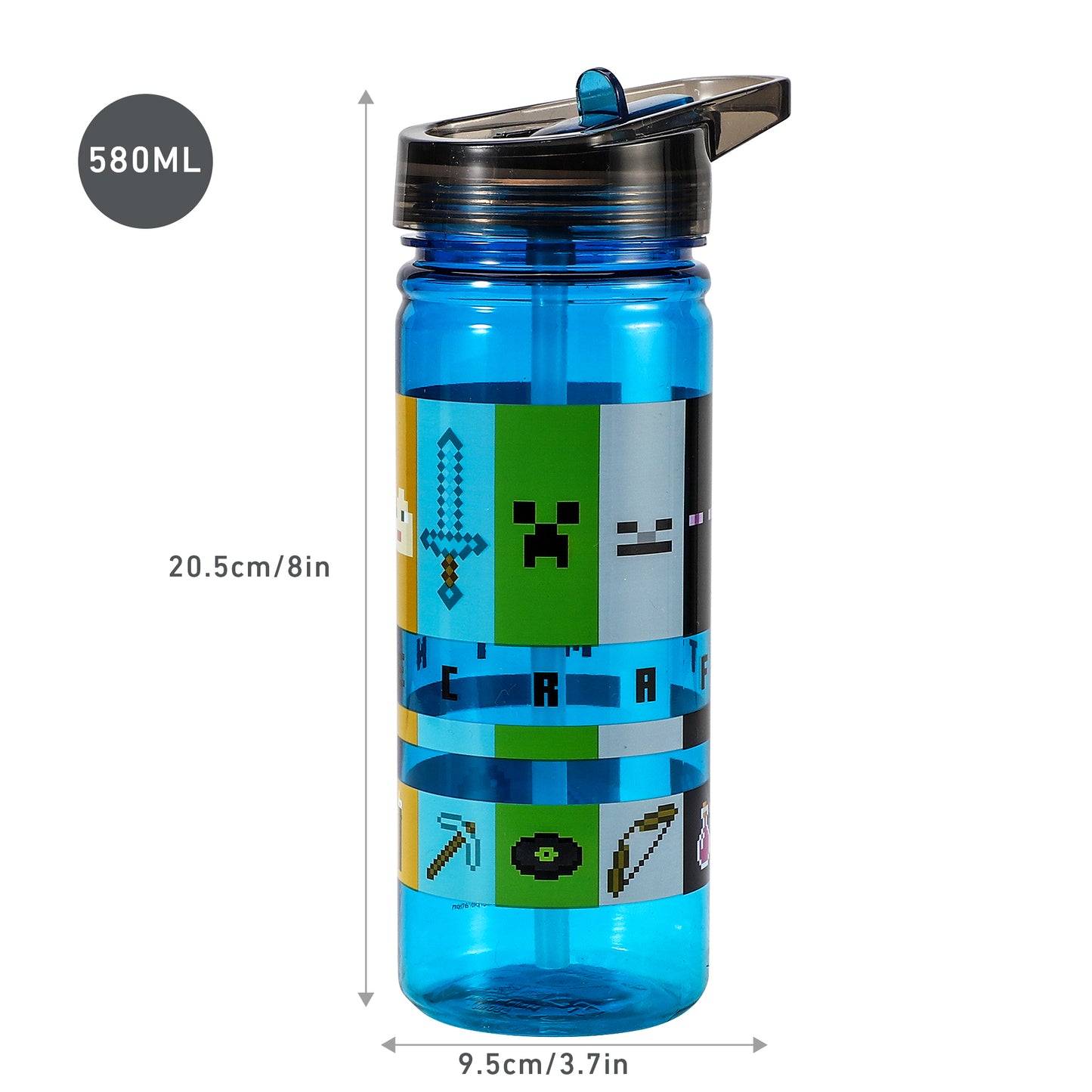 Minecraft 580ml Water Bottle for Kids School Drinks Bottle Made of Durable Tritan Reusable BPA Free