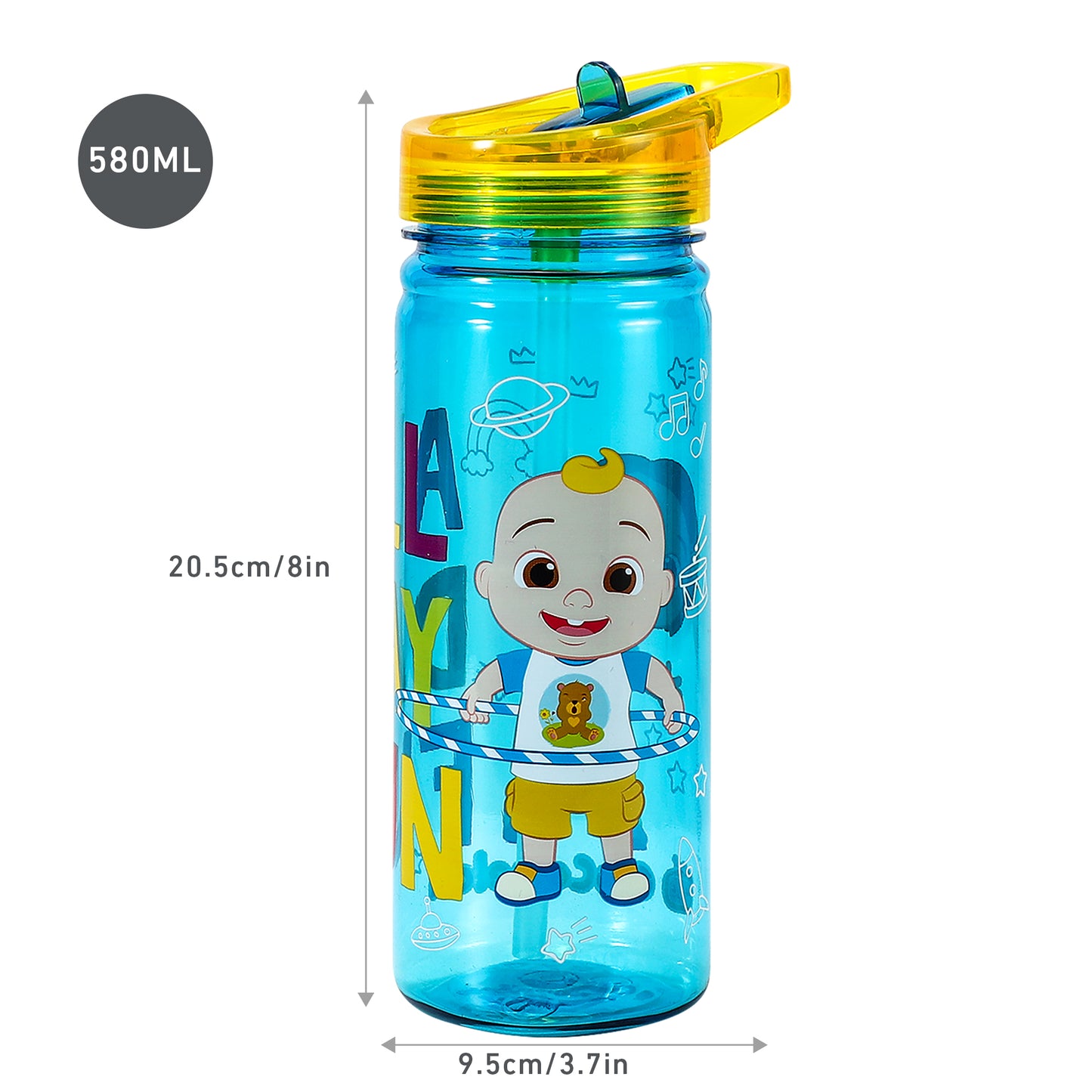 Cocomelon 580ml Water Bottle for Kids School Drinks Bottle Made of Durable Tritan Reusable BPA Free