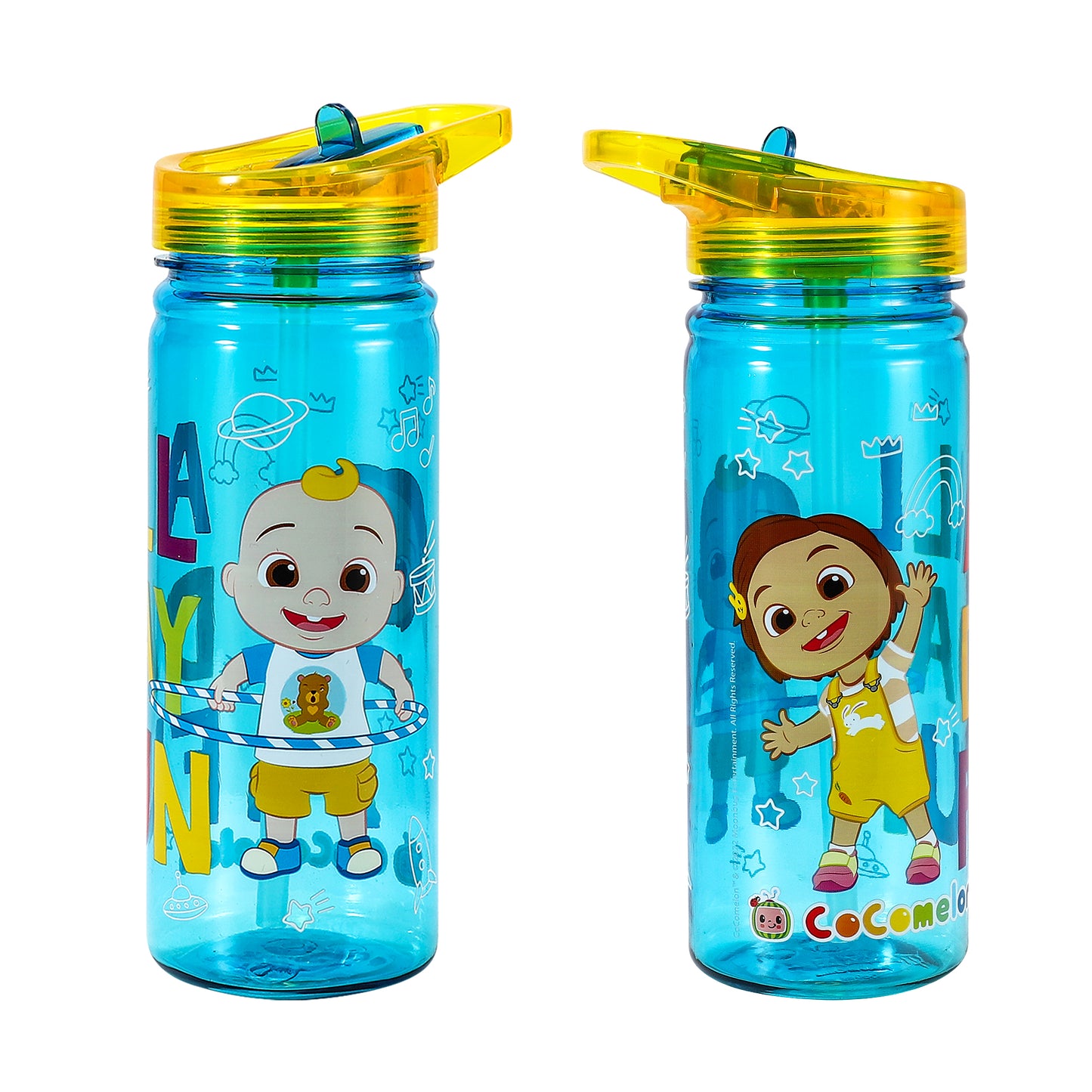 Cocomelon 580ml Water Bottle for Kids School Drinks Bottle Made of Durable Tritan Reusable BPA Free