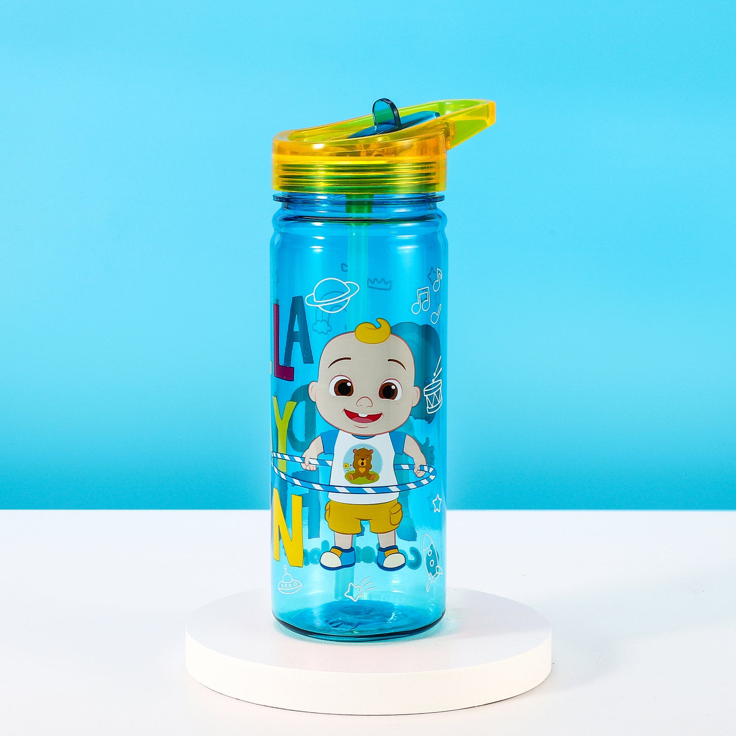 Cocomelon 580ml Water Bottle for Kids School Drinks Bottle Made of Durable Tritan Reusable BPA Free