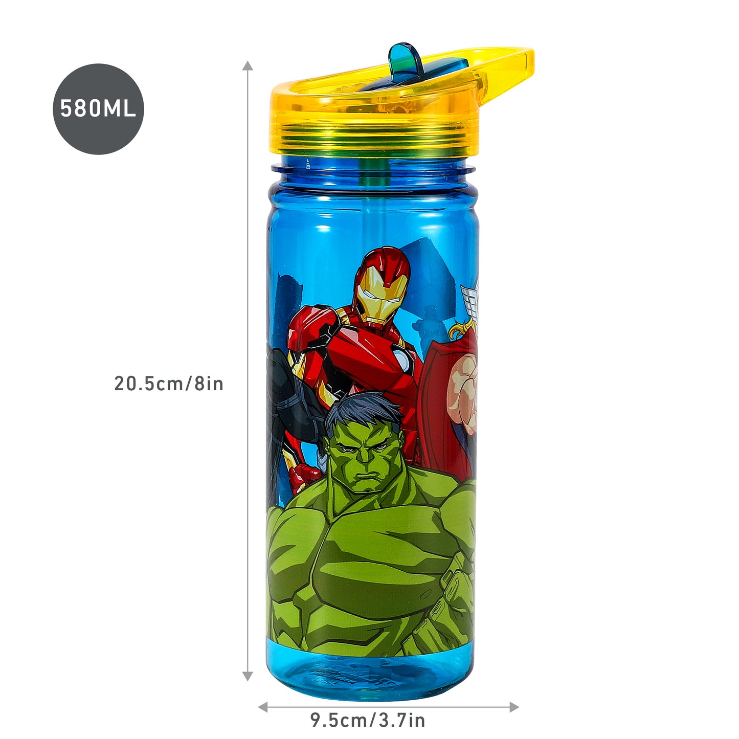 Avengers 580ml Water Bottle for Kids School Drinks Bottle Made of Durable Tritan Reusable BPA Free