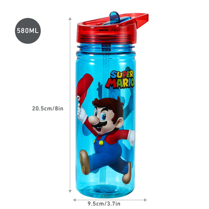 Super Mario 580ml Water Bottle for Kids School Drinks Bottle Made of Durable Tritan Reusable BPA Free