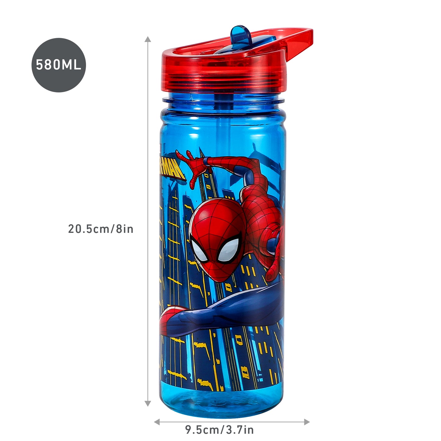 Spiderman 580ml Water Bottle for Kids School Drinks Bottle Made of Durable Tritan Reusable BPA Free