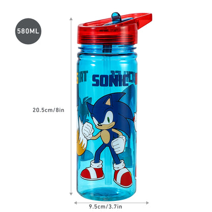 Sonic the Hedgehog 580ml Water Bottle for Kids School Drinks Bottle Made of Durable Tritan Reusable BPA Free