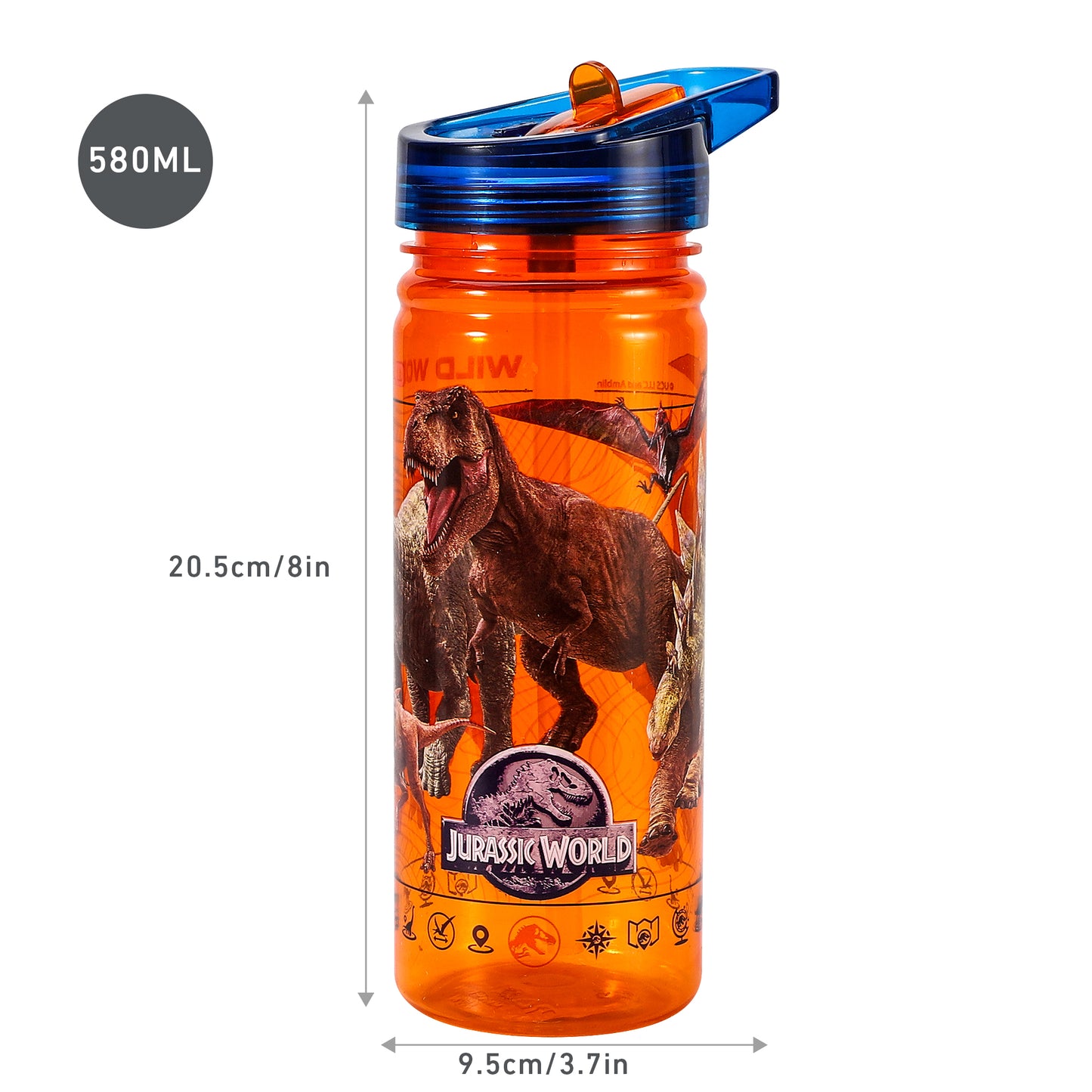 Jurassic World 580ml Water Bottle for Kids School Drinks Bottle Made of Durable Tritan Reusable BPA Free