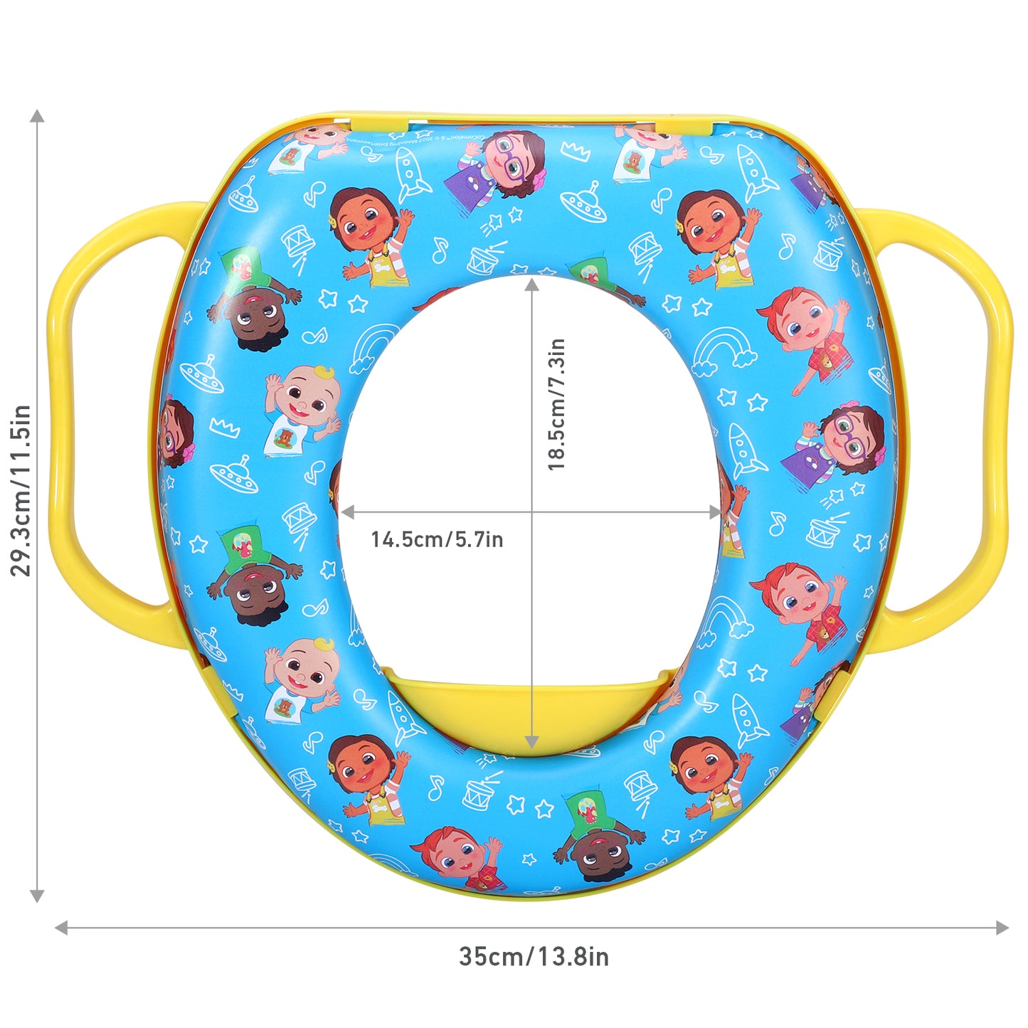 Cocomelon Soft Padded Potty Toilet Training Seat with Handles for Toddlers Kids Children, Portable for Travel & Easy to Clean