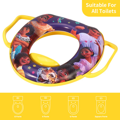 Encanto Soft Padded Potty Toilet Training Seat with Handles for Toddlers Kids Children, Portable for Travel & Easy to Clean