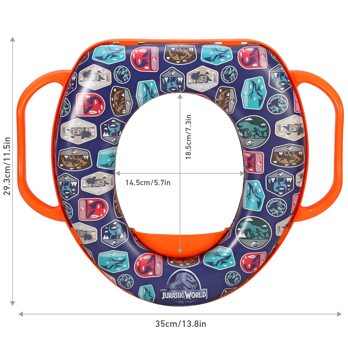 Jurassic World Soft Padded Potty Toilet Training Seat with Handles for Toddlers Kids Children, Portable for Travel & Easy to Clean