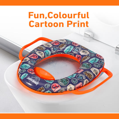 Jurassic World Soft Padded Potty Toilet Training Seat with Handles for Toddlers Kids Children, Portable for Travel & Easy to Clean