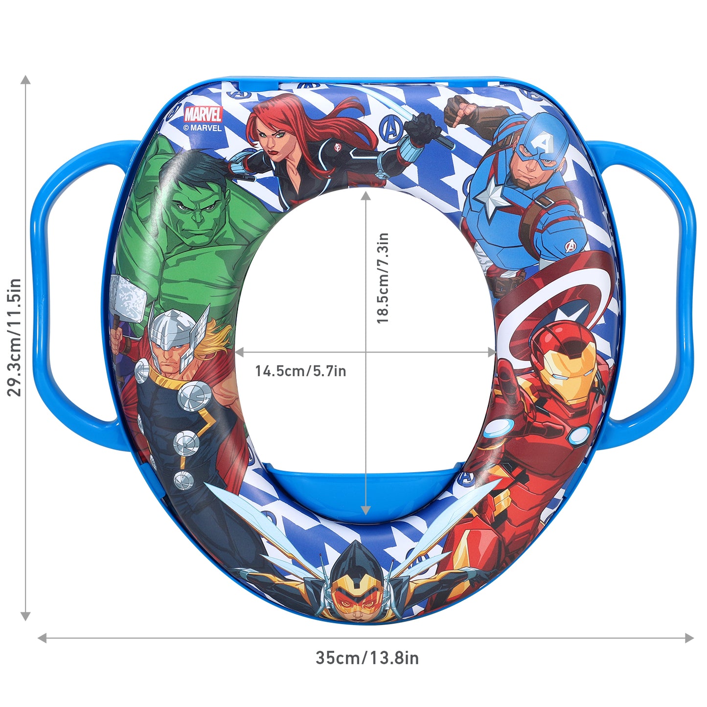 Avengers Soft Padded Potty Toilet Training Seat with Handles for Toddlers Kids Children, Portable for Travel & Easy to Clean