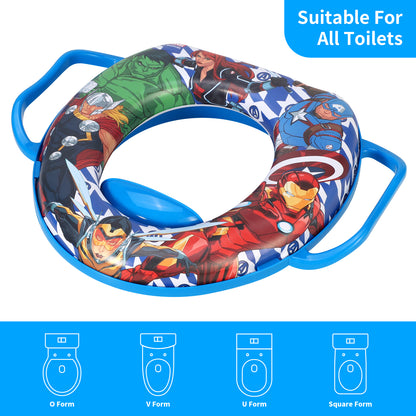 Avengers Soft Padded Potty Toilet Training Seat with Handles for Toddlers Kids Children, Portable for Travel & Easy to Clean