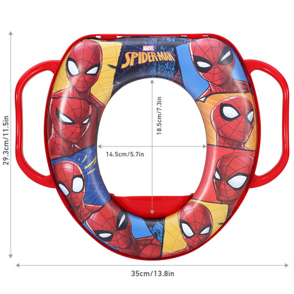 Spiderman Soft Padded Potty Toilet Training Seat with Handles for Toddlers Kids Children, Portable for Travel & Easy to Clean