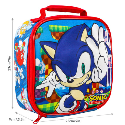 Sonic the Hedgehog 3D Rectangular Insulated Lunch Box Bag for Boys and Girls, Perfect Size for Packing Hot or Cold Snacks for School and Travel, BPA Free