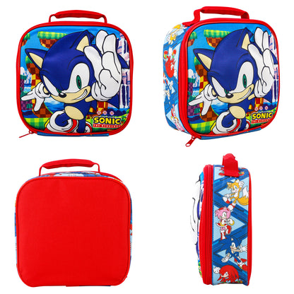 Sonic the Hedgehog 3D Rectangular Insulated Lunch Box Bag for Boys and Girls, Perfect Size for Packing Hot or Cold Snacks for School and Travel, BPA Free