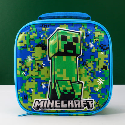 Minecraft 3D Rectangular Insulated Lunch Box Bag for Boys and Girls, Perfect Size for Packing Hot or Cold Snacks for School and Travel, BPA Free