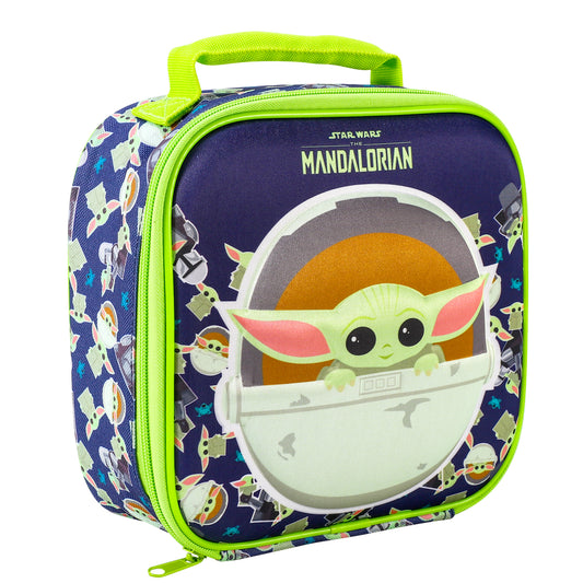 Star Wars Baby Yoda The Mandalorian 3D Rectangular Insulated Lunch Box Bag for Boys and Girls, Perfect Size for Packing Hot or Cold Snacks for School and Travel, BPA Free