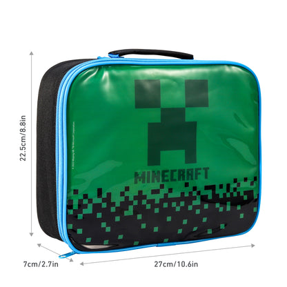 Minecraft Rectangular Insulated Lunch Box Bag for Boys and Girls, Perfect Size for Packing Hot or Cold Snacks for School and Travel, BPA Free