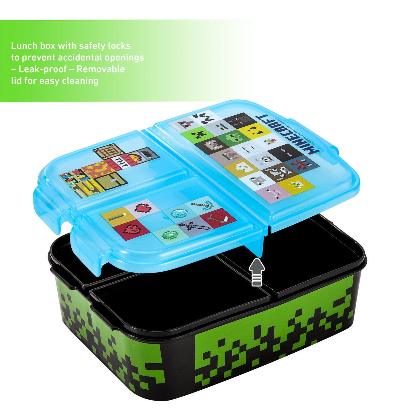 Minecraft Kids Childrens Lunch Box Set – Insulated Lunch Bag, Multicompartment Lunch Box & 540ml Water Bottle - School Travel Lunch Food Set, BPA Free