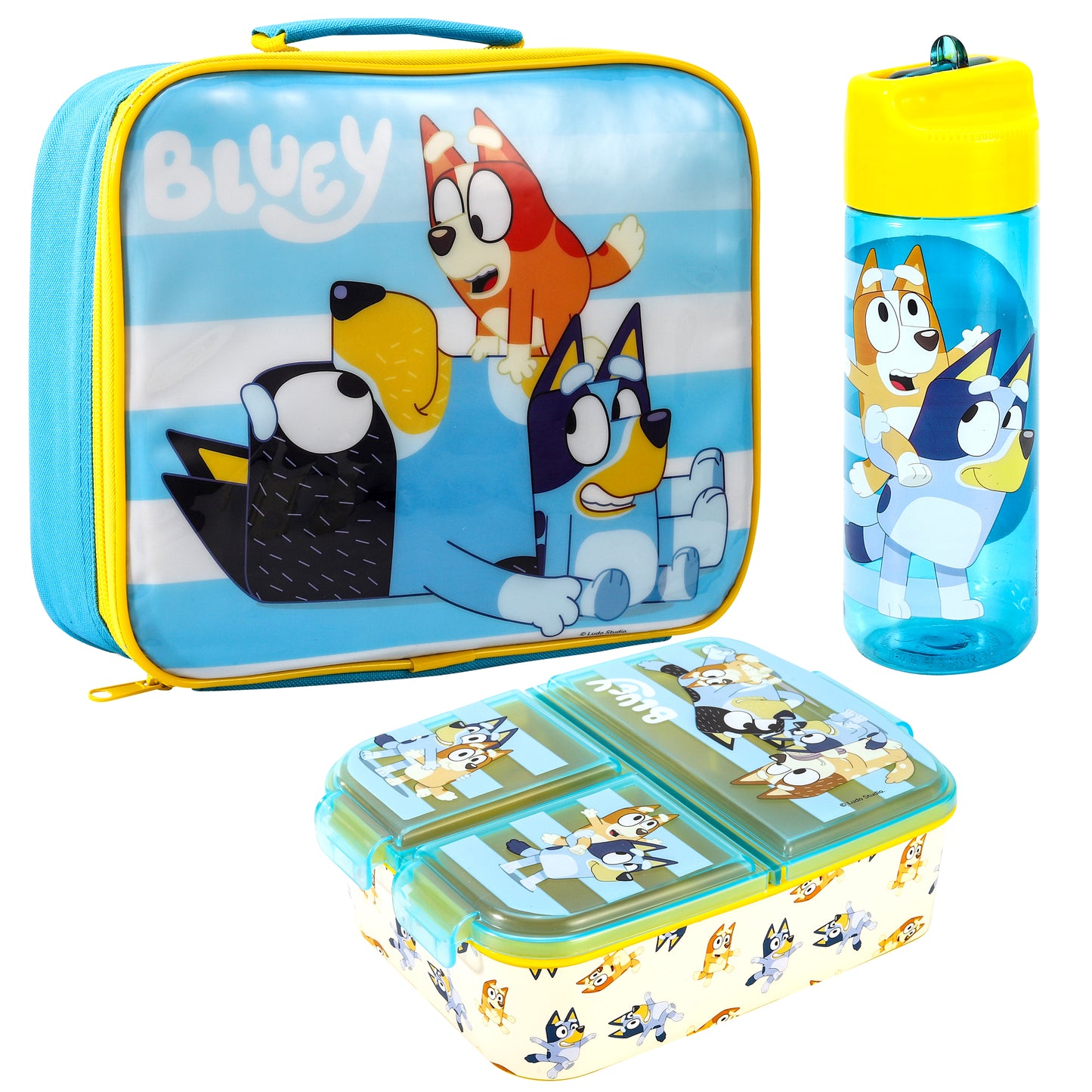 Bluey Kids Childrens Lunch Box Set – Insulated Lunch Bag, Multicompartment Lunch Box & 540ml Water Bottle - School Travel Lunch Food Set, BPA Free