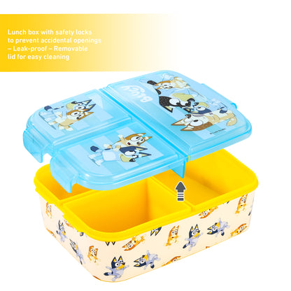 Bluey Kids Childrens Lunch Box Set – Insulated Lunch Bag, Multicompartment Lunch Box & 540ml Water Bottle - School Travel Lunch Food Set, BPA Free