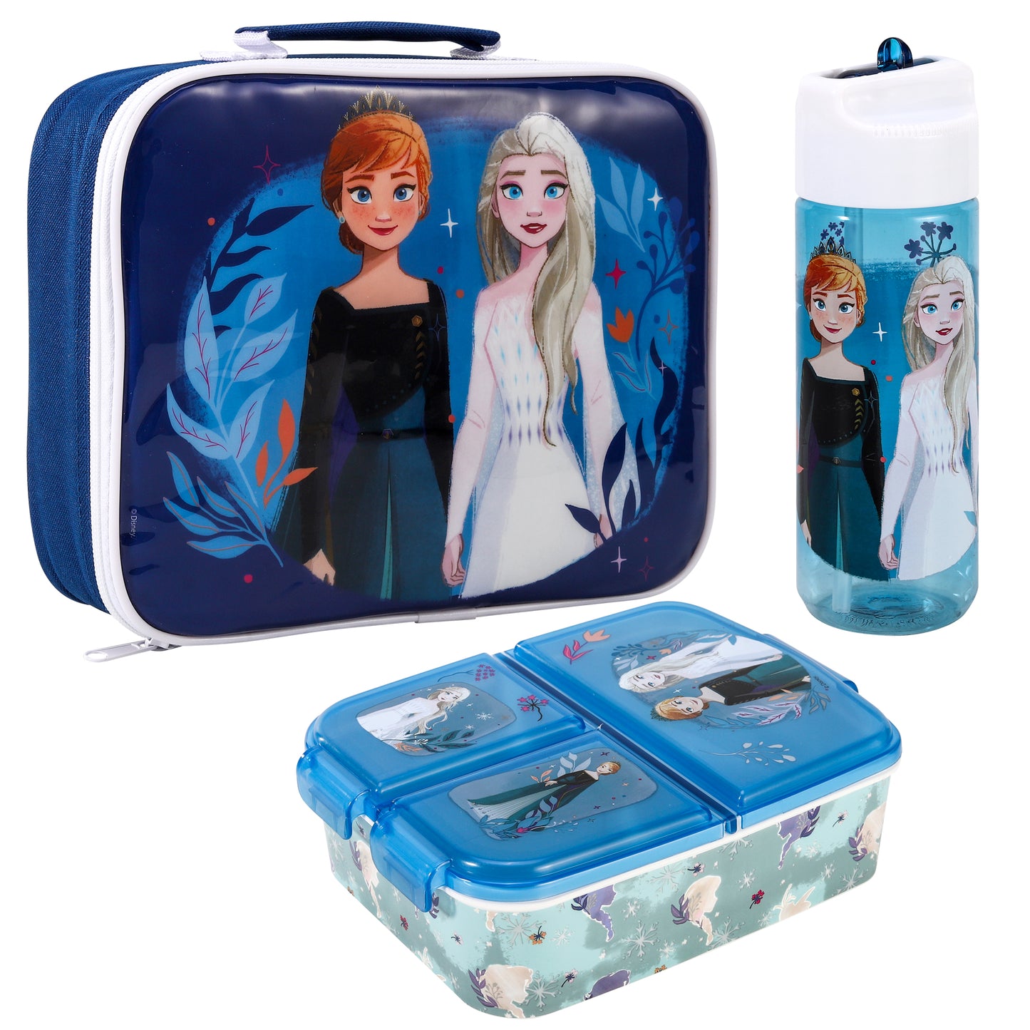 Frozen Kids Childrens Lunch Box Set – Insulated Lunch Bag, Multicompartment Lunch Box & 540ml Water Bottle - School Travel Lunch Food Set, BPA Free