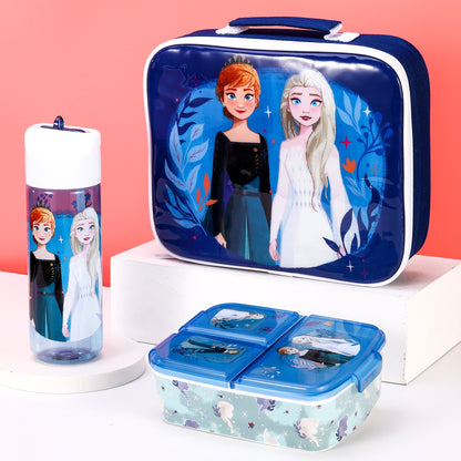 Frozen Kids Childrens Lunch Box Set – Insulated Lunch Bag, Multicompartment Lunch Box & 540ml Water Bottle - School Travel Lunch Food Set, BPA Free