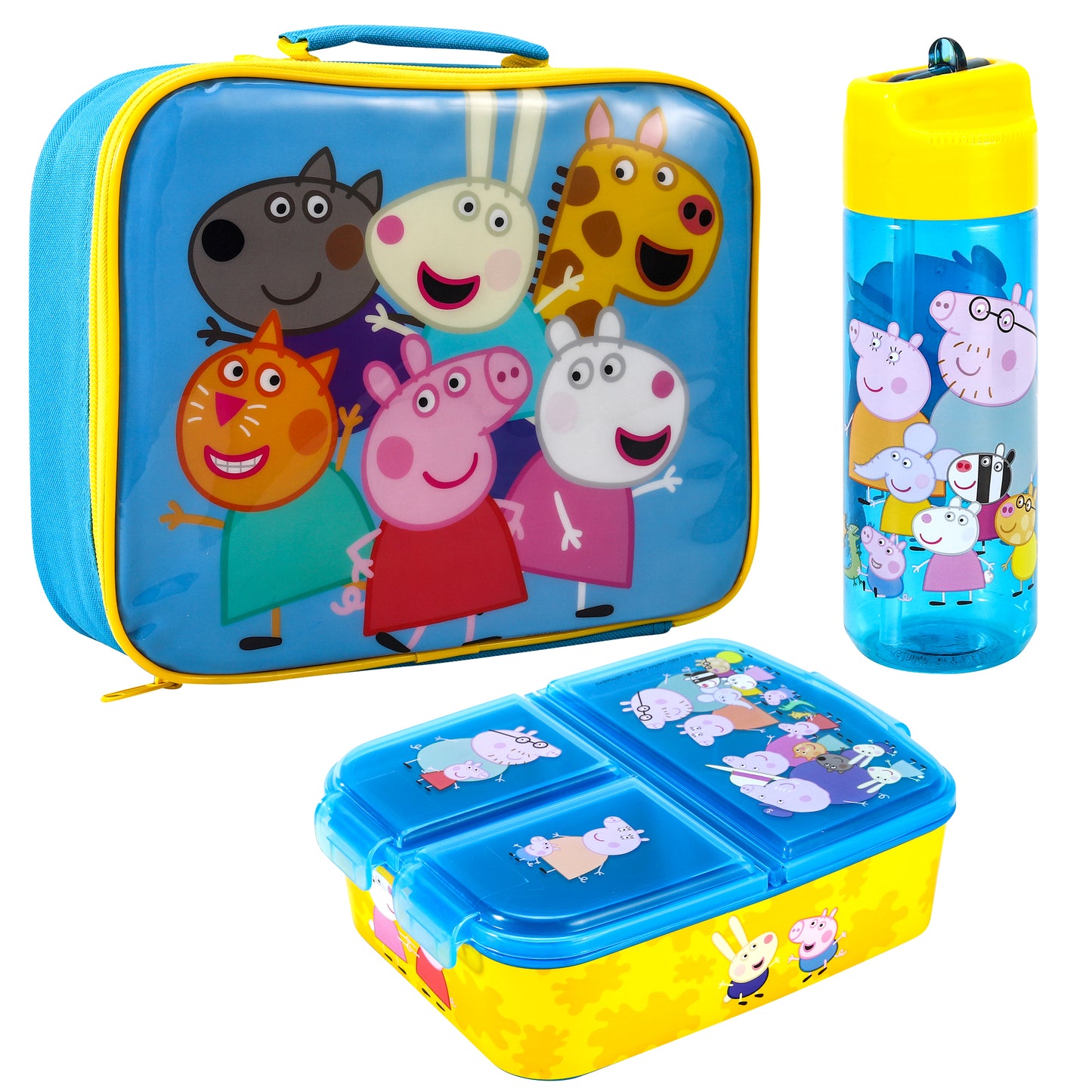 Peppa Pig Kids Childrens Lunch Box Set – Insulated Lunch Bag, Multicompartment Lunch Box & 540ml Water Bottle - School Travel Lunch Food Set, BPA Free