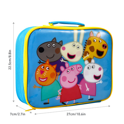 Peppa Pig Rectangular Insulated Lunch Box Bag for Boys and Girls, Perfect Size for Packing Hot or Cold Snacks for School and Travel, BPA Free