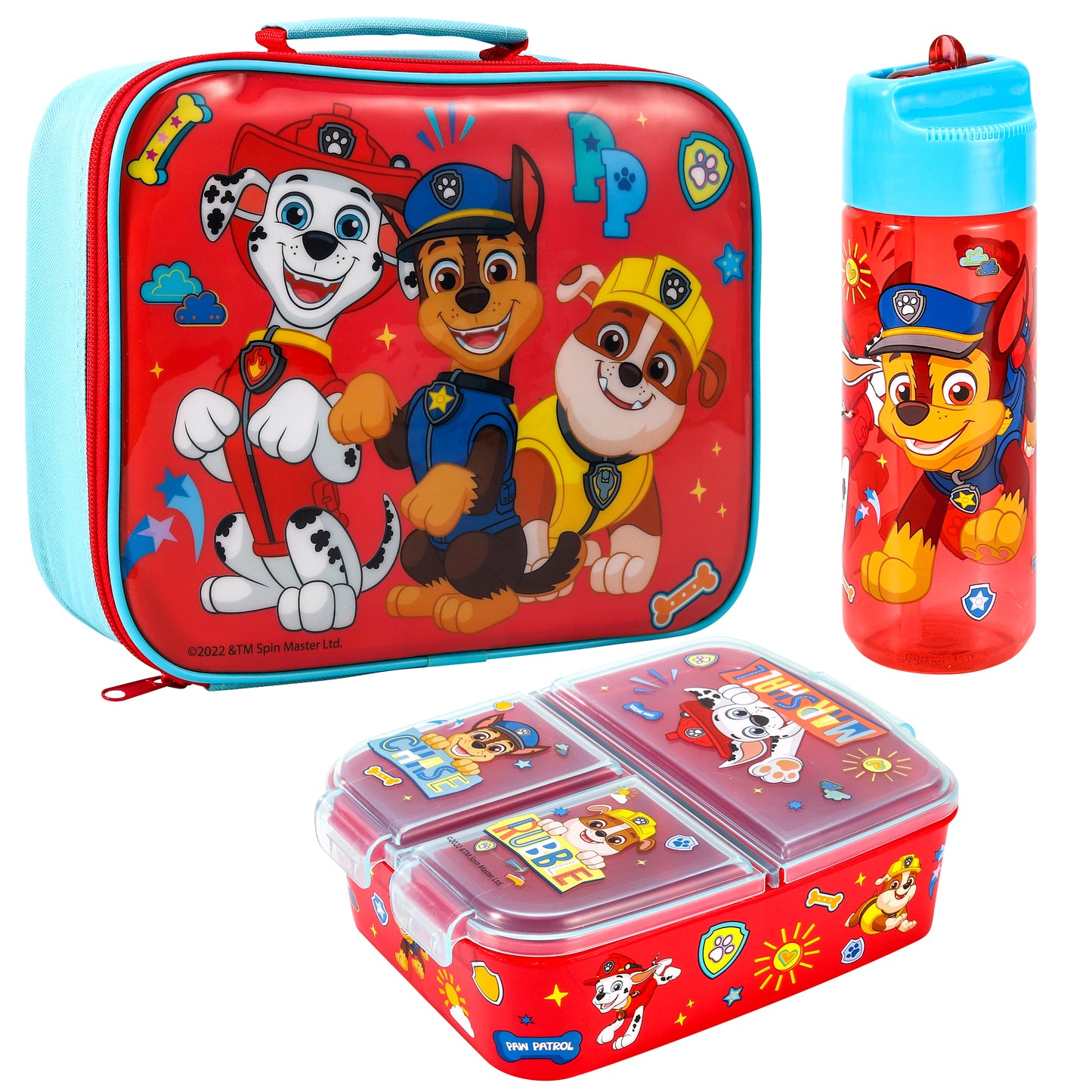 Paw Patrol Kids Childrens Lunch Box Set – Insulated Lunch Bag, Multicompartment Lunch Box & 540ml Water Bottle - School Travel Lunch Food Set, BPA Free