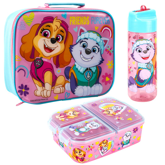 Paw Patrol Kids Childrens Lunch Box Set – Insulated Lunch Bag, Multicompartment Lunch Box & 540ml Water Bottle - School Travel Lunch Food Set, BPA Free