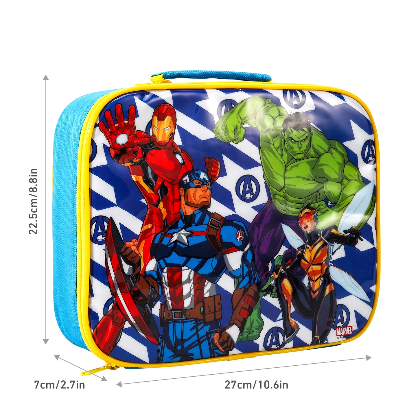 Avengers Rectangular Insulated Lunch Box Bag for Boys and Girls, Perfect Size for Packing Hot or Cold Snacks for School and Travel, BPA Free