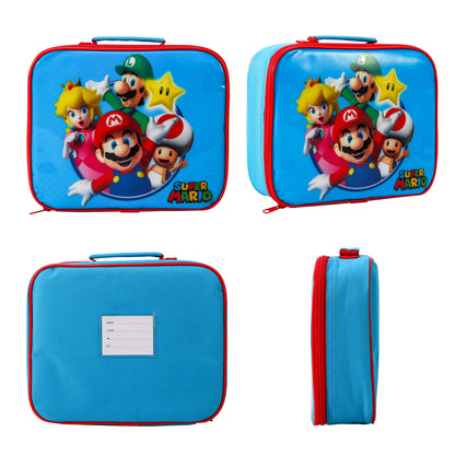 Super Mario Rectangular Insulated Lunch Box Bag for Boys and Girls, Perfect Size for Packing Hot or Cold Snacks for School and Travel, BPA Free