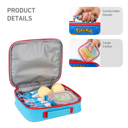 PoKéMoN Rectangular Insulated Lunch Box Bag for Boys and Girls, Perfect Size for Packing Hot or Cold Snacks for School and Travel, BPA Free