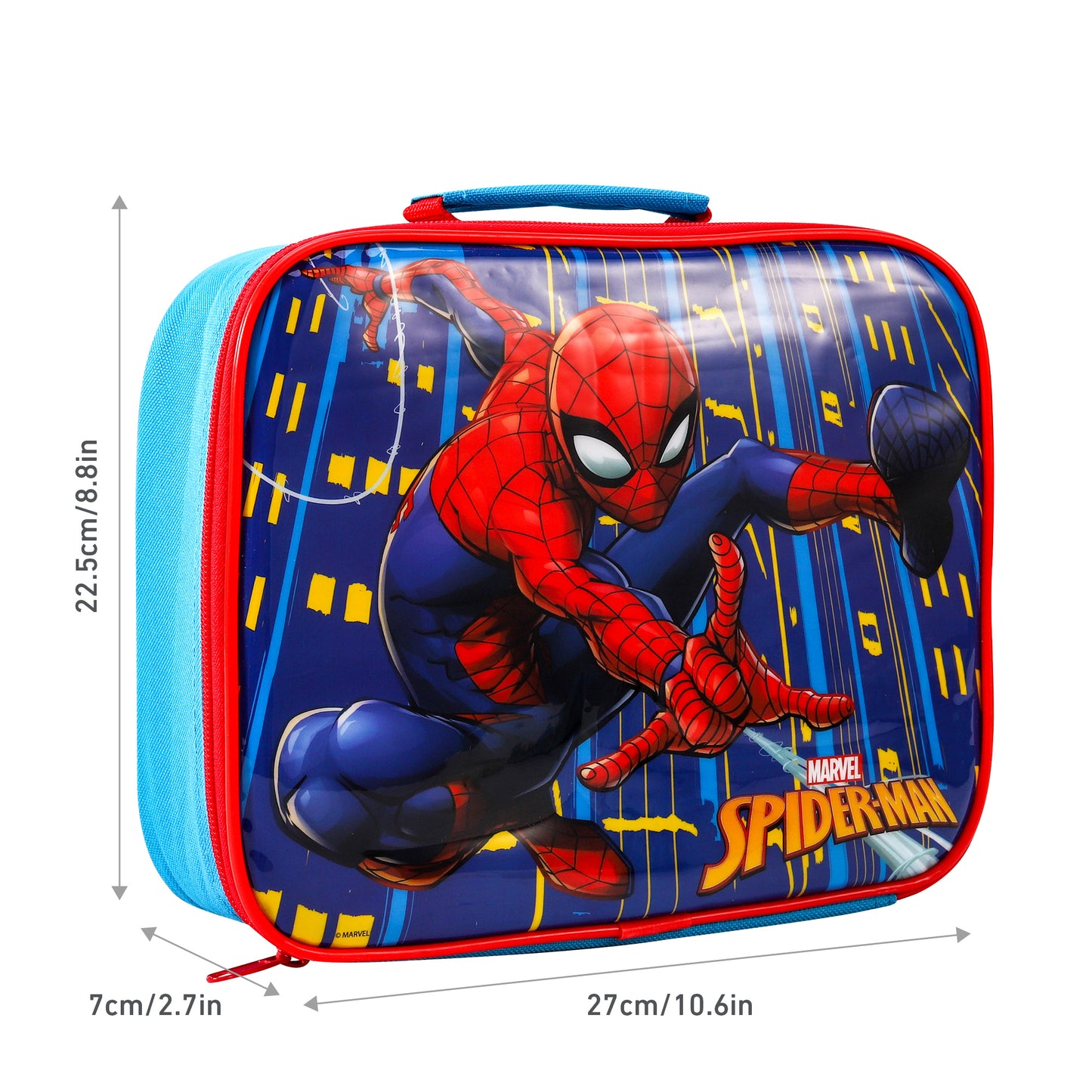 Spiderman Rectangular Insulated Lunch Box Bag for Boys and Girls, Perfect Size for Packing Hot or Cold Snacks for School and Travel, BPA Free