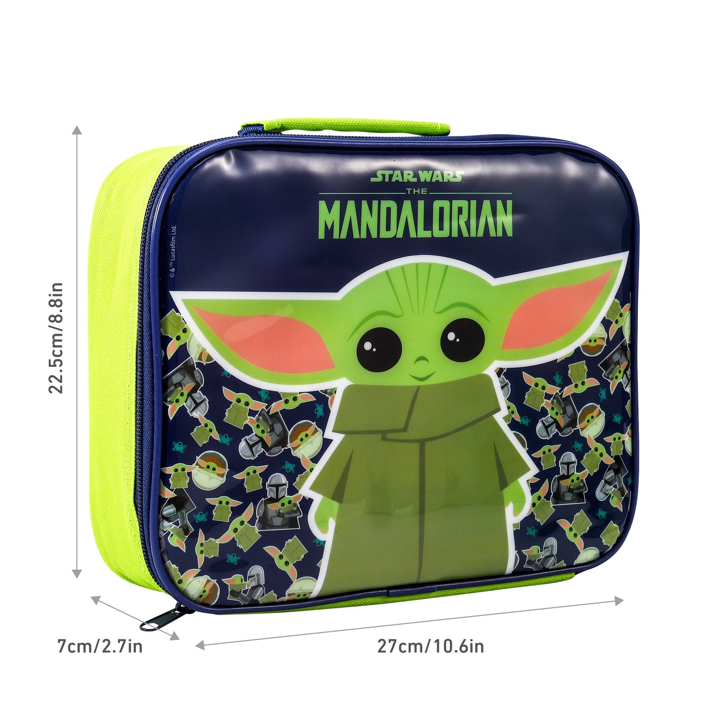 Star Wars Baby Yoda The Mandalorian Rectangular Insulated Lunch Box Bag for Boys and Girls, Perfect Size for Packing Hot or Cold Snacks for School and Travel, BPA Free