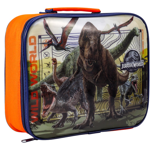 Jurassic World Rectangular Insulated Lunch Box Bag for Boys and Girls, Perfect Size for Packing Hot or Cold Snacks for School and Travel, BPA Free