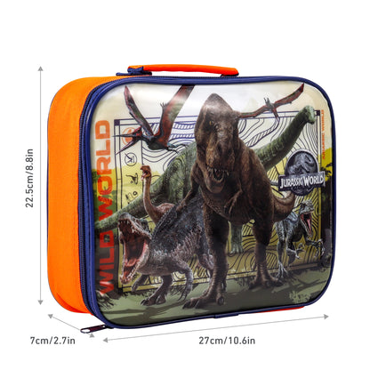 Jurassic World Rectangular Insulated Lunch Box Bag for Boys and Girls, Perfect Size for Packing Hot or Cold Snacks for School and Travel, BPA Free