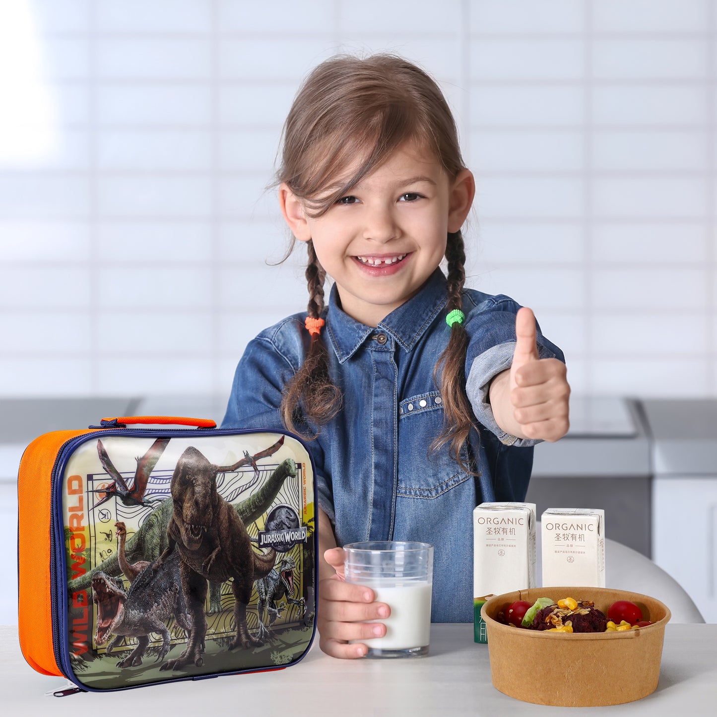 Jurassic World Rectangular Insulated Lunch Box Bag for Boys and Girls, Perfect Size for Packing Hot or Cold Snacks for School and Travel, BPA Free