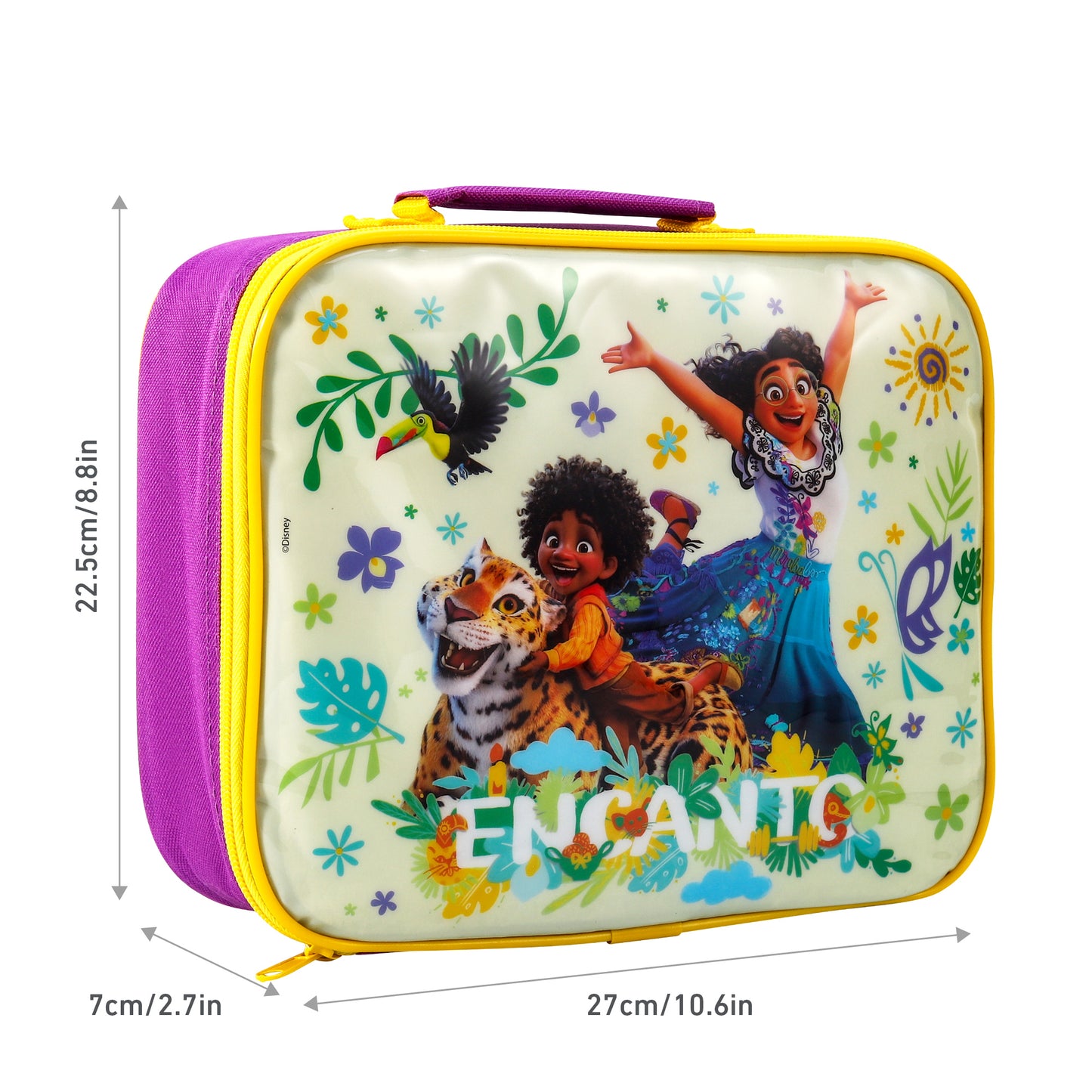 Encanto Rectangular Insulated Lunch Box Bag for Boys and Girls, Perfect Size for Packing Hot or Cold Snacks for School and Travel, BPA Free