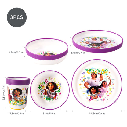 Encanto 3pcs Bicolor Premium Kids Dinner Tableware Set Plate, Bowl & Tumbler, BPA Free