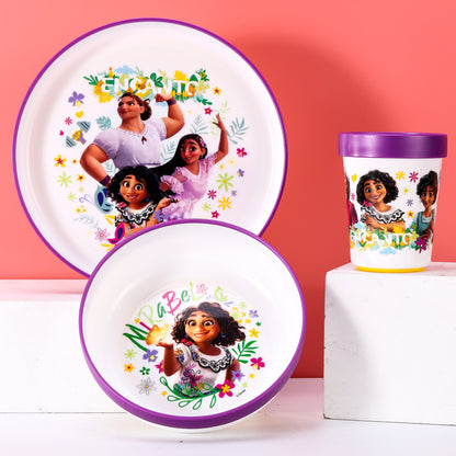 Encanto 3pcs Bicolor Premium Kids Dinner Tableware Set Plate, Bowl & Tumbler, BPA Free
