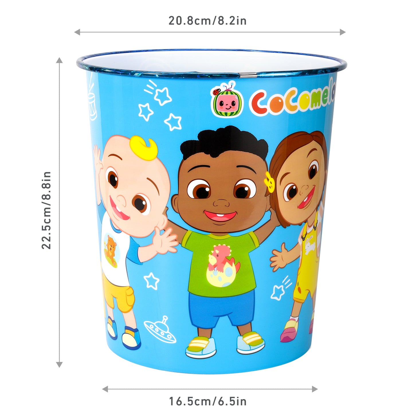 Cocomelon Kids Childrens Waste Bucket Paper Bin Basket for Bedroom Study Desk Dustbin