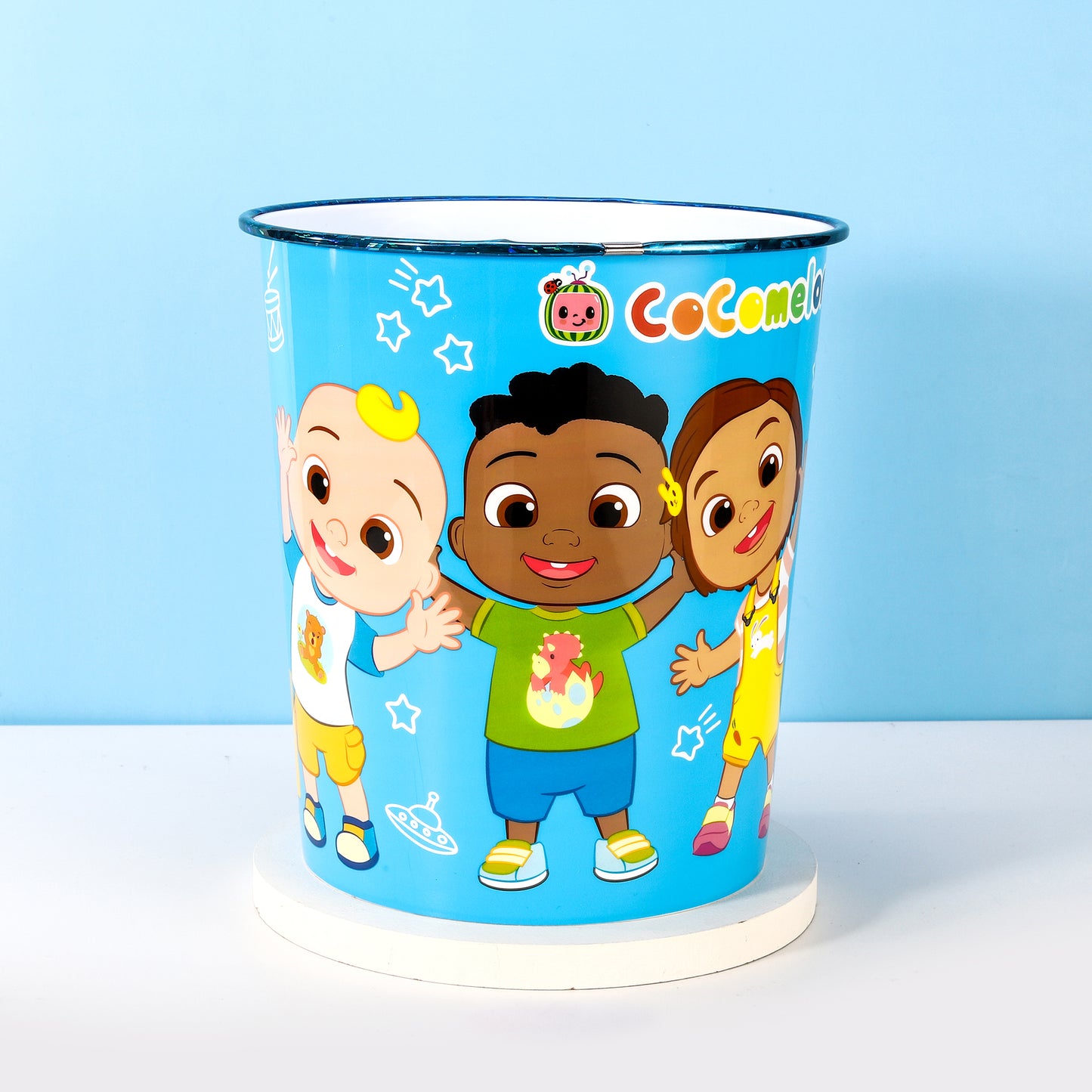 Cocomelon Kids Childrens Waste Bucket Paper Bin Basket for Bedroom Study Desk Dustbin