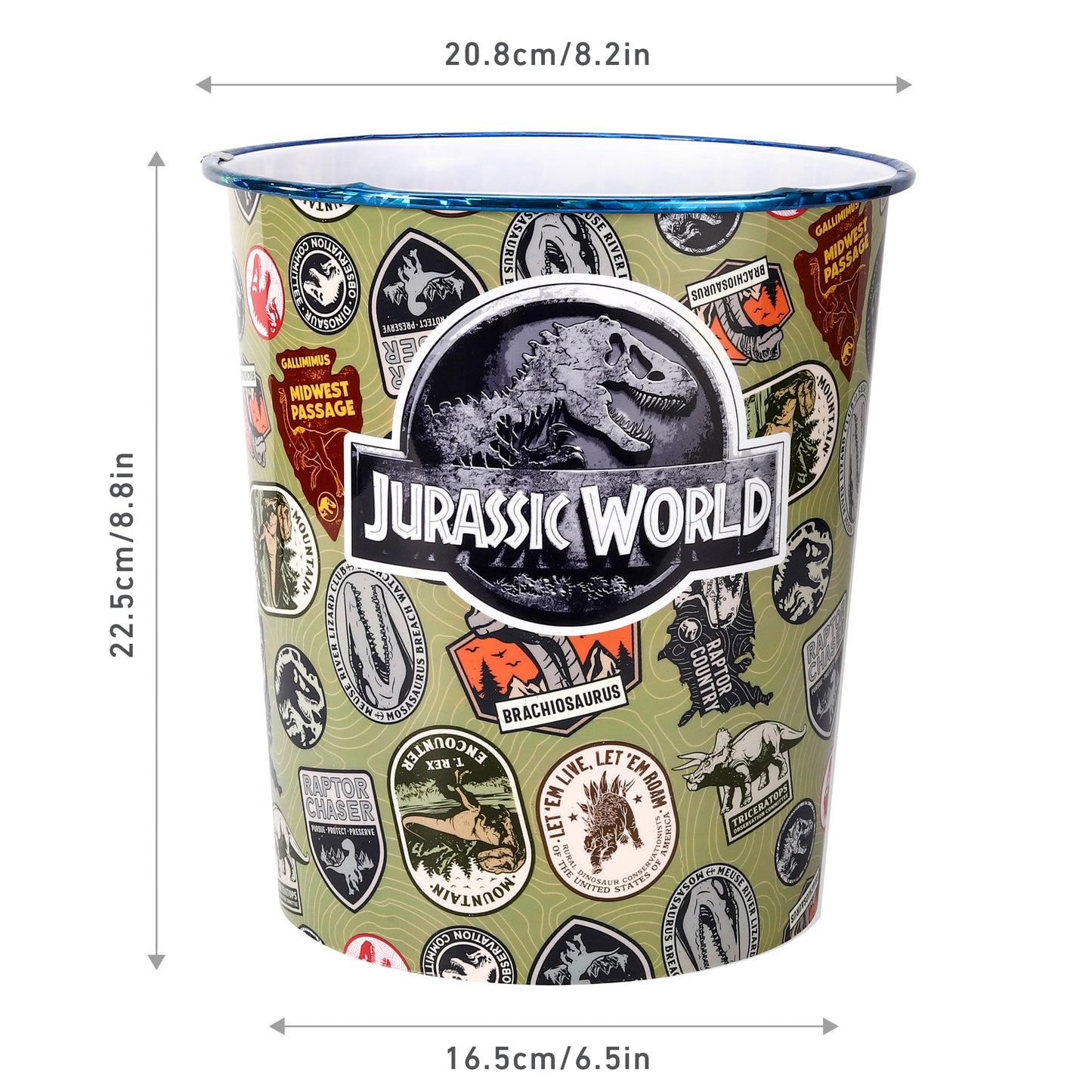 Jurassic World Kids Childrens Waste Bucket Paper Bin Basket for Bedroom Study Desk Dustbin