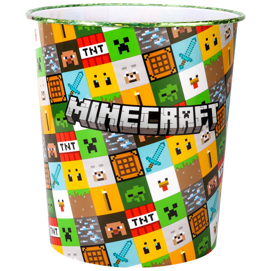 Minecraft Kids Childrens Waste Bucket Paper Bin Basket for Bedroom Study Desk Dustbin