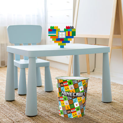 Minecraft Kids Childrens Waste Bucket Paper Bin Basket for Bedroom Study Desk Dustbin