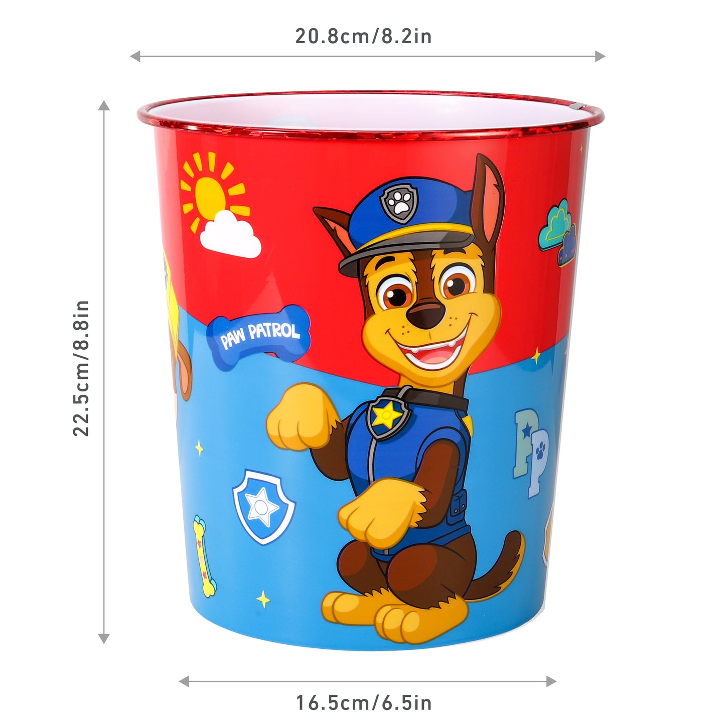 Paw Patrol Kids Childrens Waste Bucket Paper Bin Basket for Bedroom Study Desk Dustbin