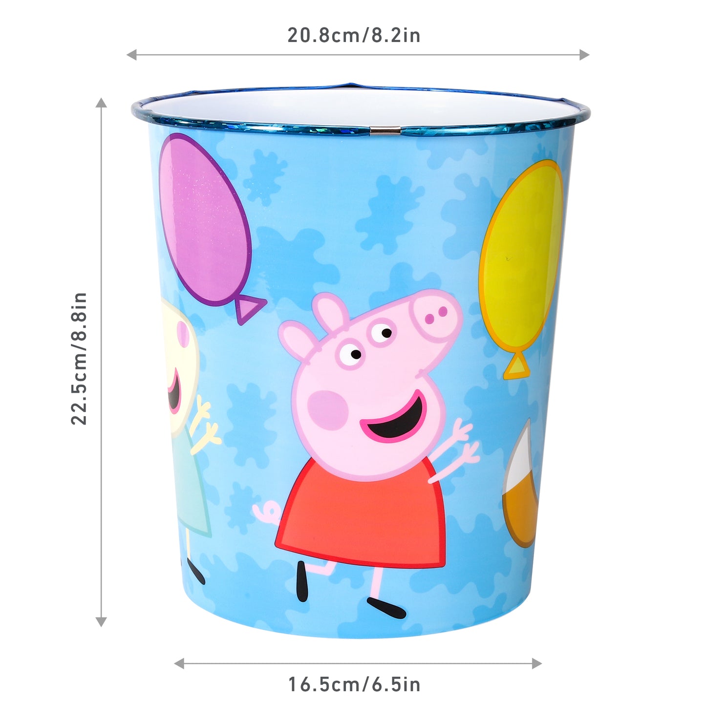 Peppa Pig Kids Childrens Waste Bucket Paper Bin Basket for Bedroom Study Desk Dustbin