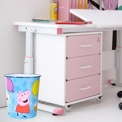 Peppa Pig Kids Childrens Waste Bucket Paper Bin Basket for Bedroom Study Desk Dustbin